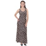 Brown Beige Snake Pattern Sleeveless Velour Maxi Dress