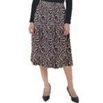 Brown Beige Snake Pattern Classic Velour Midi Skirt 