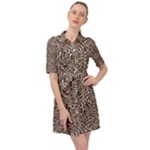 Brown Beige Snake Pattern Belted Shirt Dress