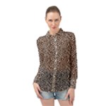 Brown Beige Snake Pattern Long Sleeve Chiffon Shirt
