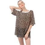 Brown Beige Snake Pattern Oversized Chiffon Top