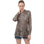 Brown Beige Snake Pattern Long Sleeve Satin Shirt
