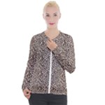 Brown Beige Snake Pattern Casual Zip Up Jacket