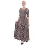 Brown Beige Snake Pattern Half Sleeves Maxi Dress