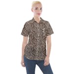 Brown Beige Snake Pattern Women s Short Sleeve Pocket Shirt