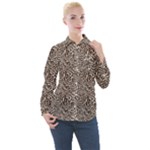 Brown Beige Snake Pattern Women s Long Sleeve Pocket Shirt