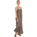 Brown Beige Snake Pattern Cami Maxi Ruffle Chiffon Dress