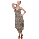 Brown Beige Snake Pattern Layered Bottom Dress