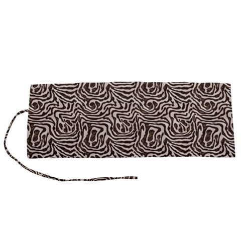 Brown Beige Snake Pattern Roll Up Canvas Pencil Holder (S) from ArtsNow.com