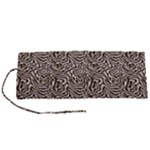 Brown Beige Snake Pattern Roll Up Canvas Pencil Holder (S)