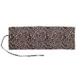 Brown Beige Snake Pattern Roll Up Canvas Pencil Holder (M)