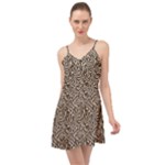 Brown Beige Snake Pattern Summer Time Chiffon Dress