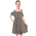 Brown Beige Snake Pattern Kids  Cut Out Shoulders Chiffon Dress