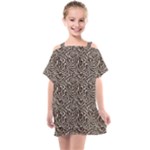 Brown Beige Snake Pattern Kids  One Piece Chiffon Dress