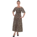 Brown Beige Snake Pattern Shoulder Straps Boho Maxi Dress 
