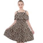Brown Beige Snake Pattern Cut Out Shoulders Dress