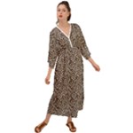 Brown Beige Snake Pattern Grecian Style  Maxi Dress