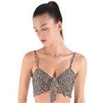 Brown Beige Snake Pattern Woven Tie Front Bralet