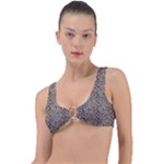 Brown Beige Snake Pattern Ring Detail Bikini Top