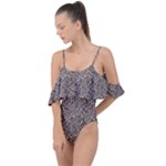 Brown Beige Snake Pattern Drape Piece Swimsuit