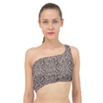 Brown Beige Snake Pattern Spliced Up Bikini Top 