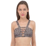 Brown Beige Snake Pattern Cage Up Bikini Top