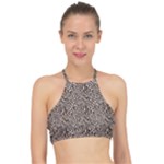 Brown Beige Snake Pattern Halter Bikini Top