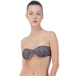 Brown Beige Snake Pattern Classic Bandeau Bikini Top 