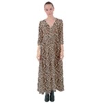 Brown Beige Snake Pattern Button Up Maxi Dress
