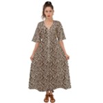 Brown Beige Snake Pattern Kimono Sleeve Boho Dress