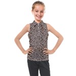 Brown Beige Snake Pattern Kids  Sleeveless Polo T-Shirt