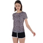 Brown Beige Snake Pattern Back Circle Cutout Sports T-Shirt