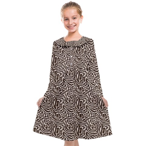 Brown Beige Snake Pattern Kids  Midi Sailor Dress from ArtsNow.com