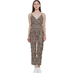 Brown Beige Snake Pattern V-Neck Camisole Jumpsuit