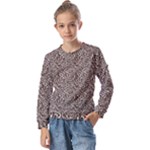Brown Beige Snake Pattern Kids  Long Sleeve T-Shirt with Frill 