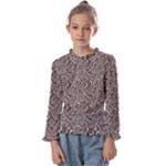 Brown Beige Snake Pattern Kids  Frill Detail T-Shirt