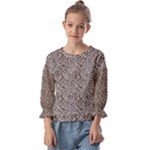 Brown Beige Snake Pattern Kids  Cuff Sleeve Top