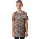 Brown Beige Snake Pattern Fold Over Open Sleeve Top