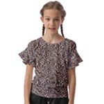 Brown Beige Snake Pattern Kids  Cut Out Flutter Sleeves