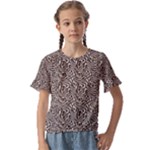 Brown Beige Snake Pattern Kids  Cuff Sleeve Scrunch Bottom T-Shirt