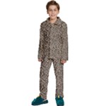 Brown Beige Snake Pattern Kids  Long Sleeve Velvet Pajamas Set