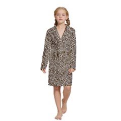 Brown Beige Snake Pattern Kids  Long Sleeve Velvet Lounge Robe from ArtsNow.com