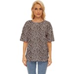 Brown Beige Snake Pattern Oversized Basic T-Shirt