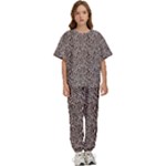 Brown Beige Snake Pattern Kids  T-Shirt and Pants Sports Set