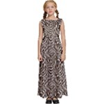 Brown Beige Snake Pattern Kids  Satin Sleeveless Maxi Dress