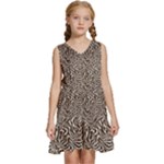 Brown Beige Snake Pattern Kids  Sleeveless Tiered Mini Dress