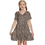 Brown Beige Snake Pattern Kids  Short Sleeve Tiered Mini Dress