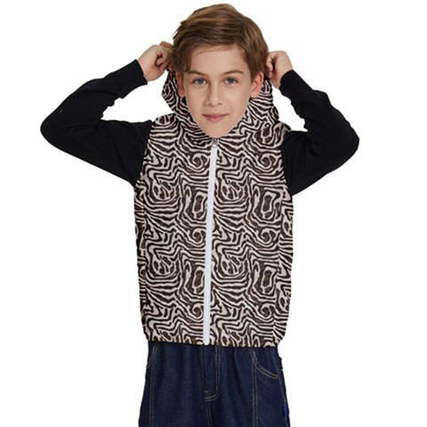 Brown Beige Snake Pattern Kids  Stylish Hooded Puffer Vest from ArtsNow.com