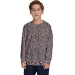 Brown Beige Snake Pattern Kids  Crewneck Sweatshirt