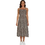 Brown Beige Snake Pattern Sleeveless Shoulder Straps Boho Dress